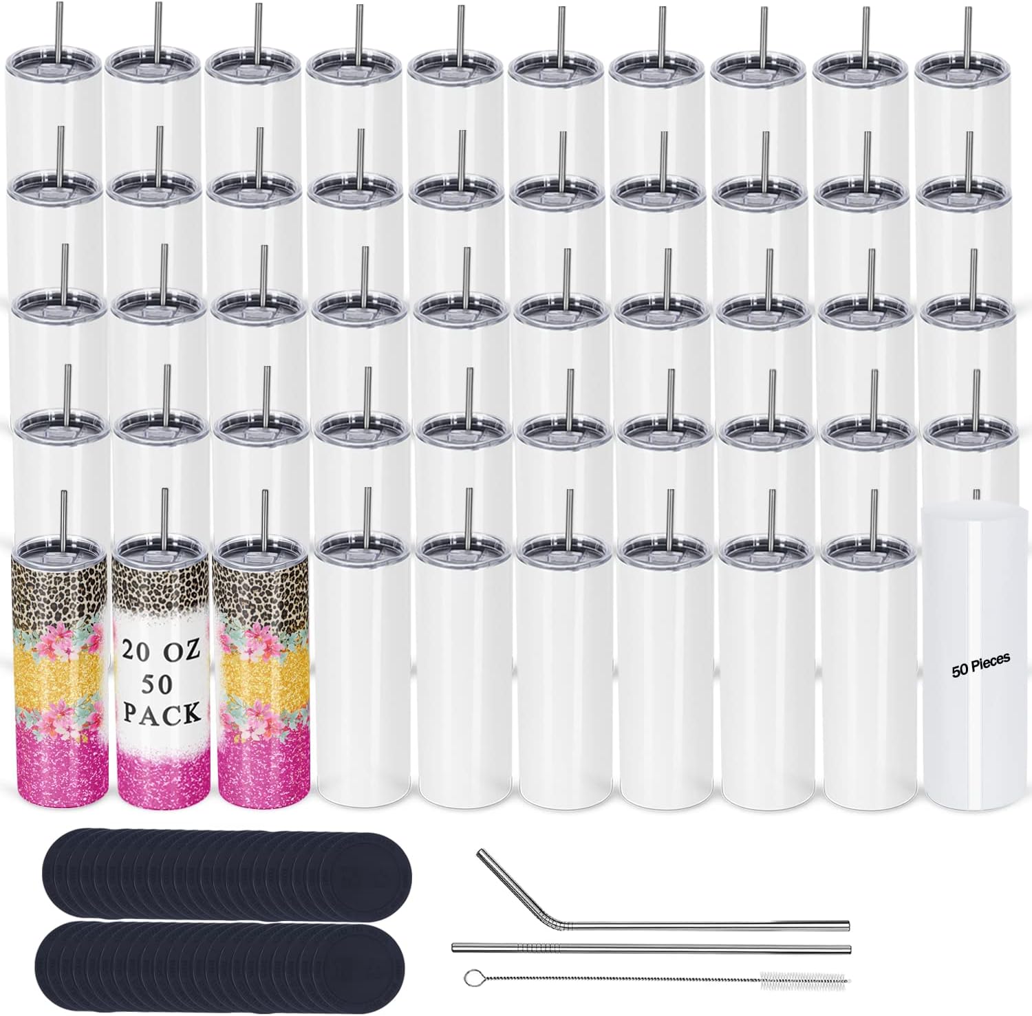 Tumbler 20Oz White - 50 عبوة من أكواب التسامي السائبة