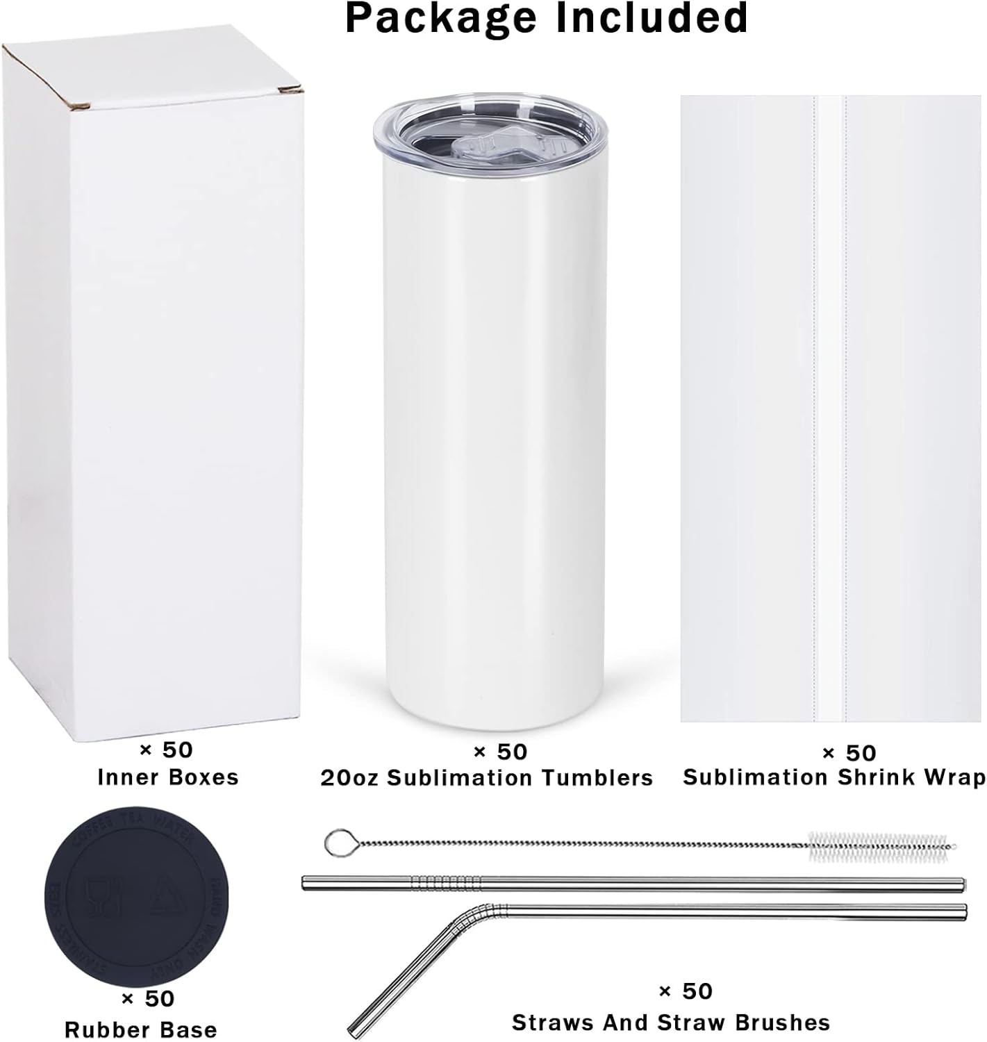 50 عبوة من أكواب التسامي السائ - مراجعة Tumbler 20Oz White وسعره